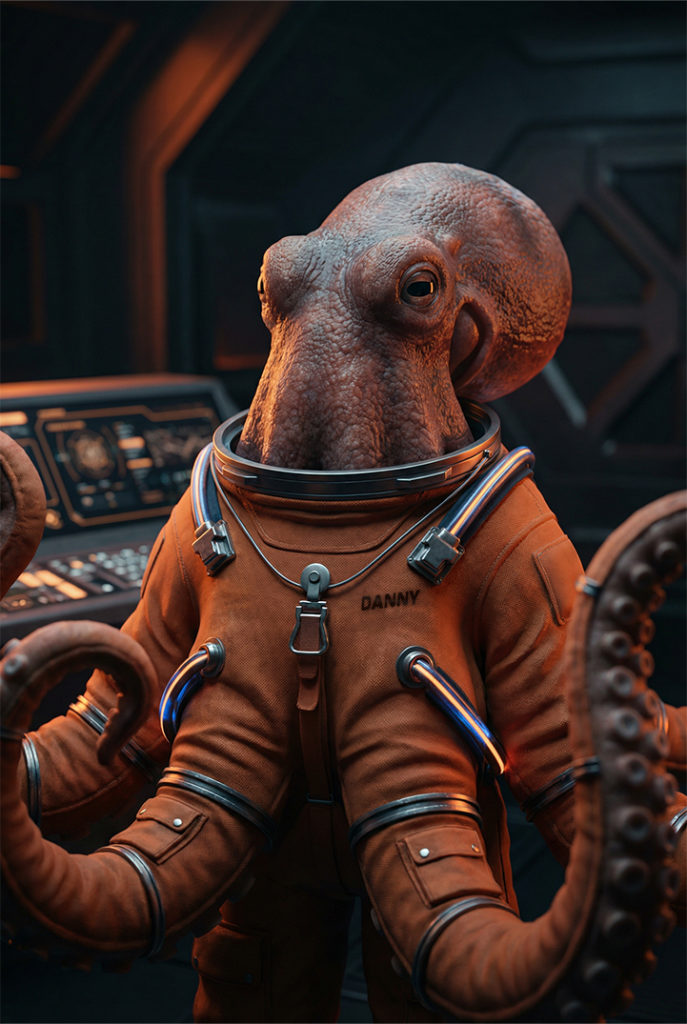 Oktopus in einem Astronautenanzug - Danny