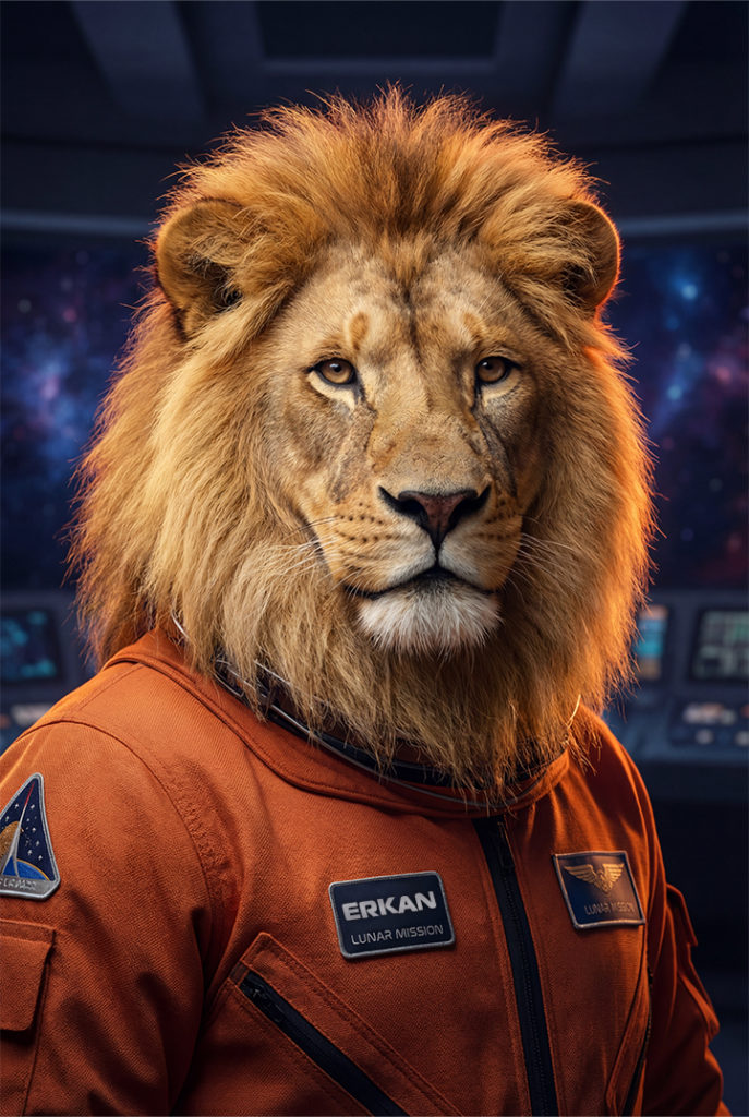 Löwe in einem Astronautenanzug - Erkan